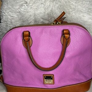 Dooney & Bourke Pink and Tan Satchel with Pebbled Leather